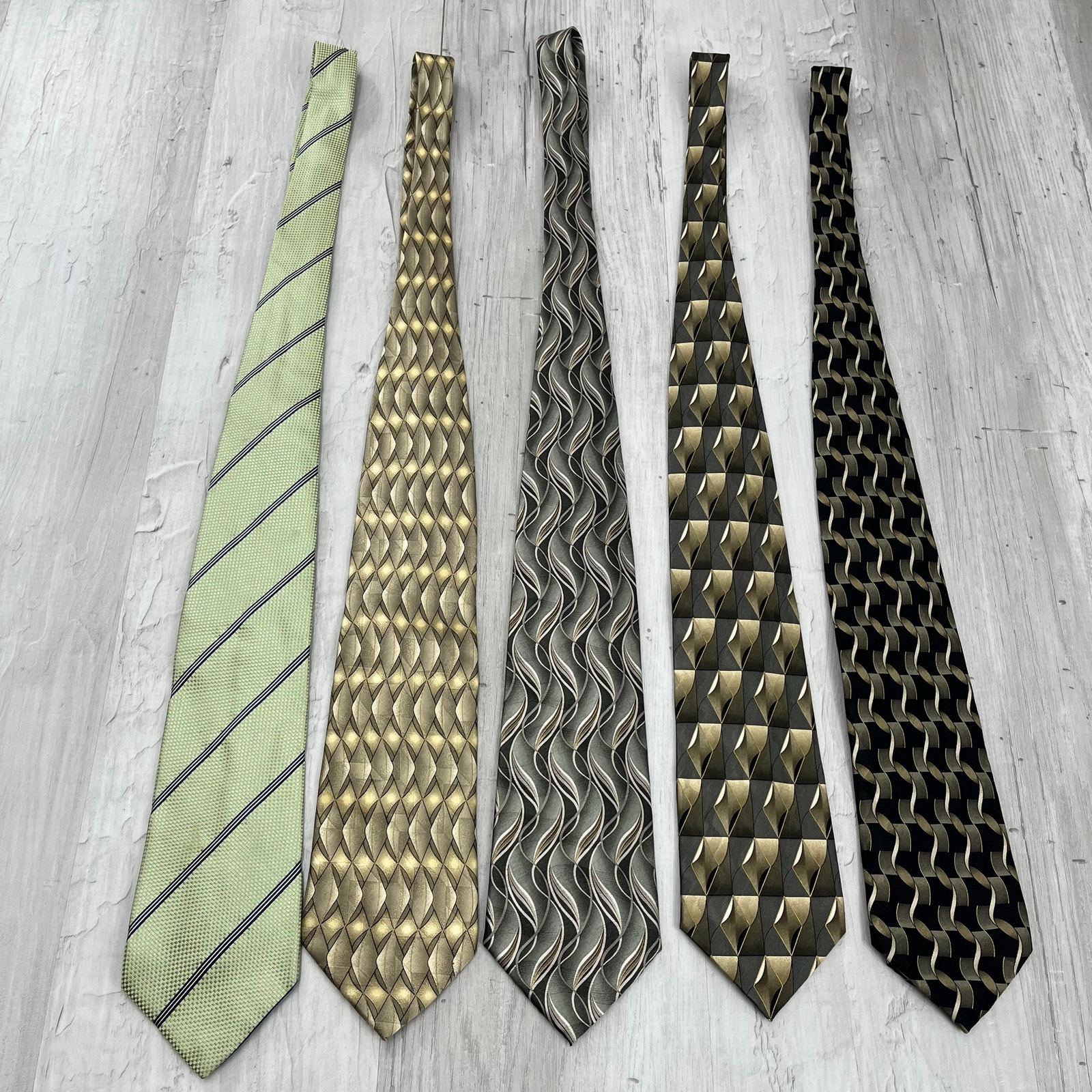 5pc Silk Tie Bundle Banana Republic Italy Facets Pierre Cardin Old Money Luxury